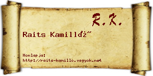Raits Kamilló névjegykártya